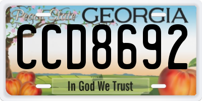 GA license plate CCD8692