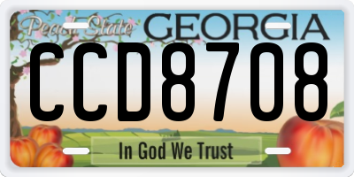 GA license plate CCD8708
