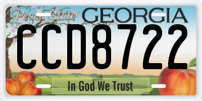 GA license plate CCD8722