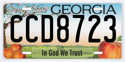 GA license plate CCD8723