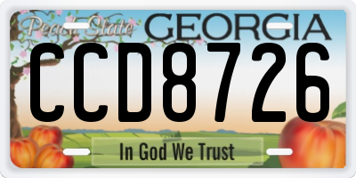 GA license plate CCD8726