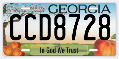 GA license plate CCD8728