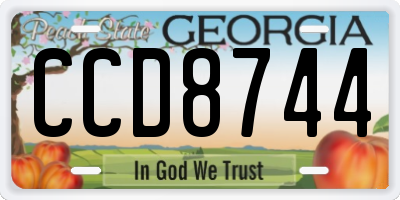 GA license plate CCD8744