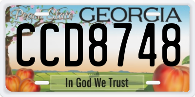 GA license plate CCD8748