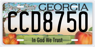 GA license plate CCD8750