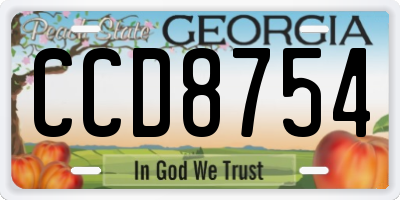 GA license plate CCD8754