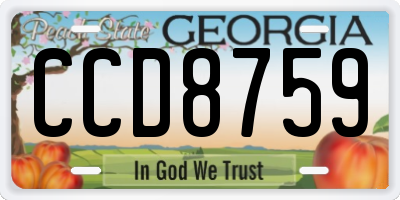 GA license plate CCD8759