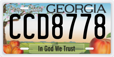 GA license plate CCD8778