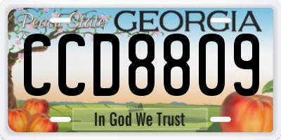 GA license plate CCD8809