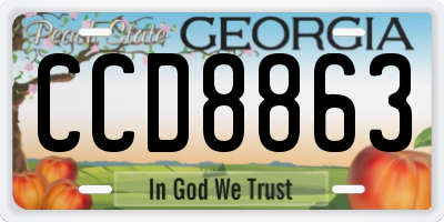 GA license plate CCD8863
