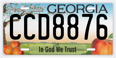 GA license plate CCD8876