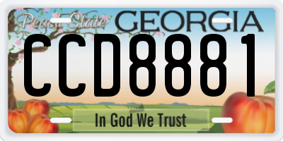 GA license plate CCD8881