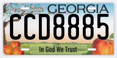 GA license plate CCD8885