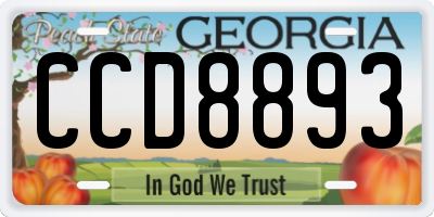 GA license plate CCD8893