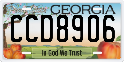 GA license plate CCD8906