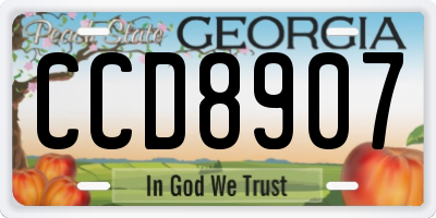 GA license plate CCD8907