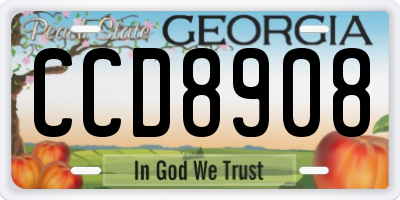 GA license plate CCD8908