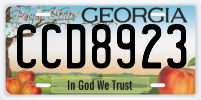 GA license plate CCD8923