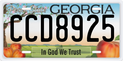 GA license plate CCD8925