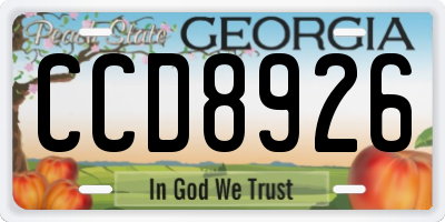 GA license plate CCD8926