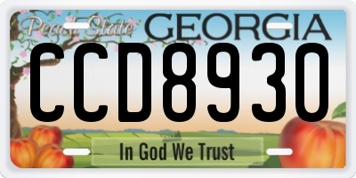 GA license plate CCD8930