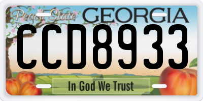GA license plate CCD8933