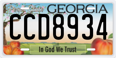 GA license plate CCD8934