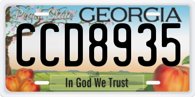 GA license plate CCD8935