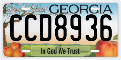 GA license plate CCD8936