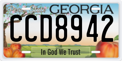 GA license plate CCD8942
