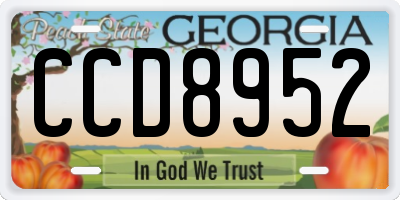 GA license plate CCD8952