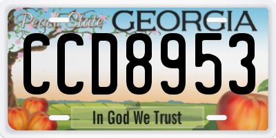 GA license plate CCD8953