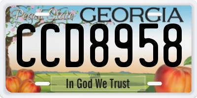 GA license plate CCD8958