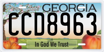 GA license plate CCD8963