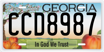 GA license plate CCD8987