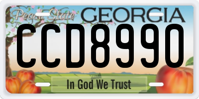GA license plate CCD8990