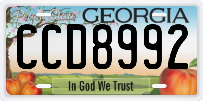 GA license plate CCD8992