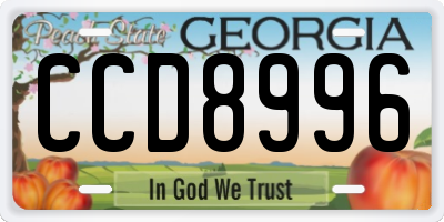 GA license plate CCD8996