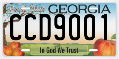 GA license plate CCD9001