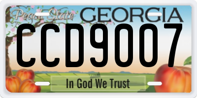 GA license plate CCD9007
