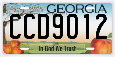 GA license plate CCD9012