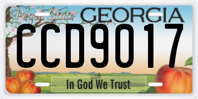 GA license plate CCD9017