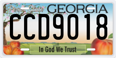 GA license plate CCD9018