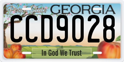 GA license plate CCD9028