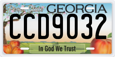 GA license plate CCD9032