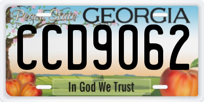 GA license plate CCD9062