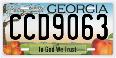 GA license plate CCD9063