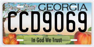 GA license plate CCD9069