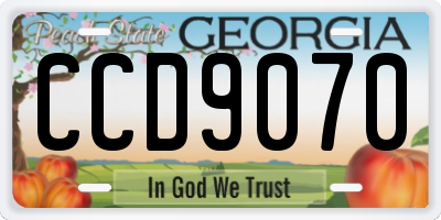 GA license plate CCD9070