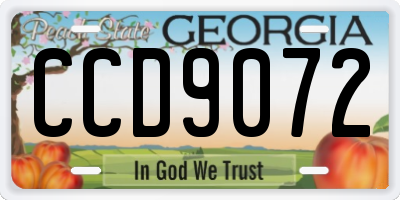 GA license plate CCD9072